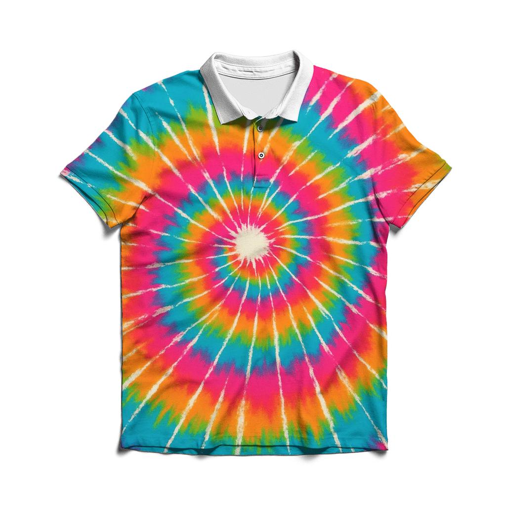 Neon Spiral With Resist Speckles classic pique polos