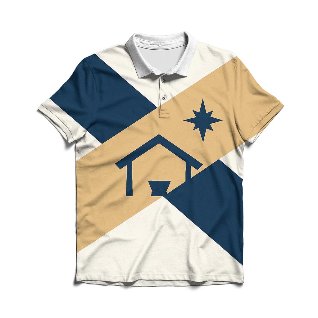 Angled Nativity Silhouette Bands premium cotton polo shirts