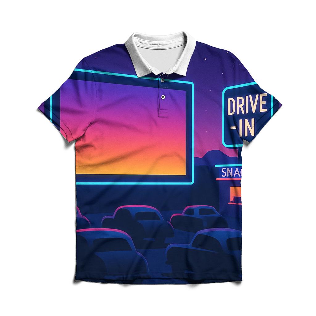 Neon Drive In Dreams stylish collar polo tees