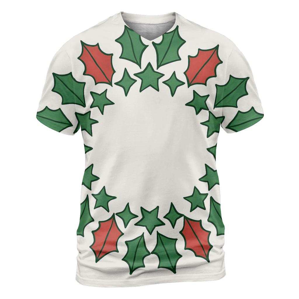 Starlit Holly Wreath Mandala unique graphic print tees