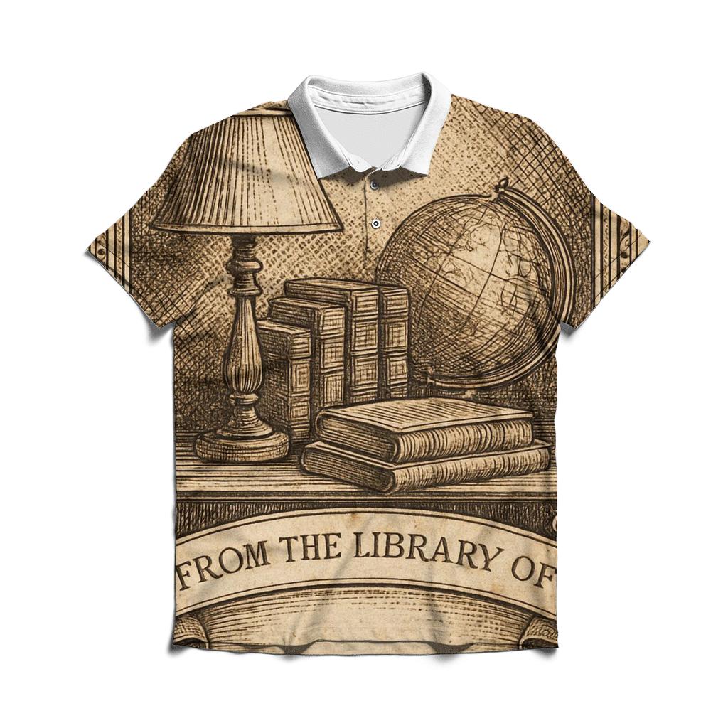 Classic Library Ex Libris Bookplate custom polo shirts
