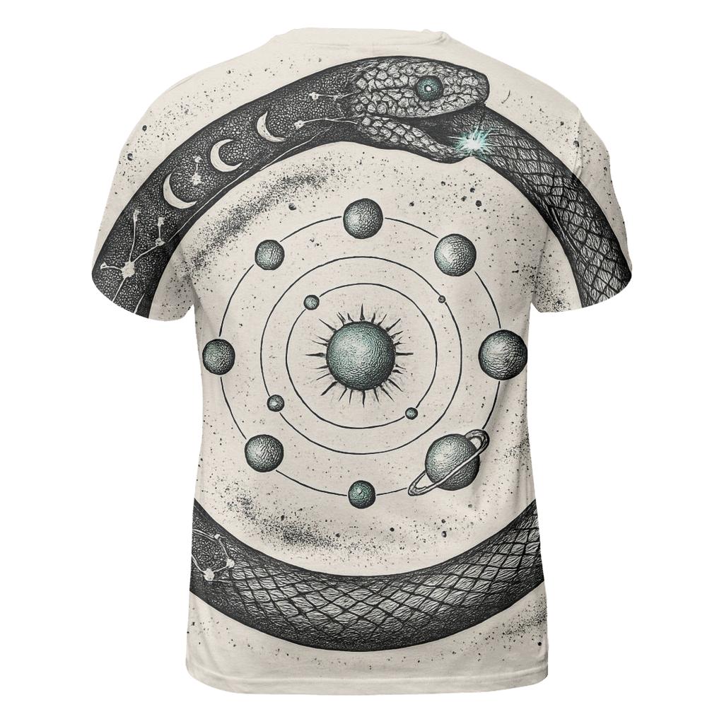 Celestial Circuit Ouroboros artistic all-over print tops