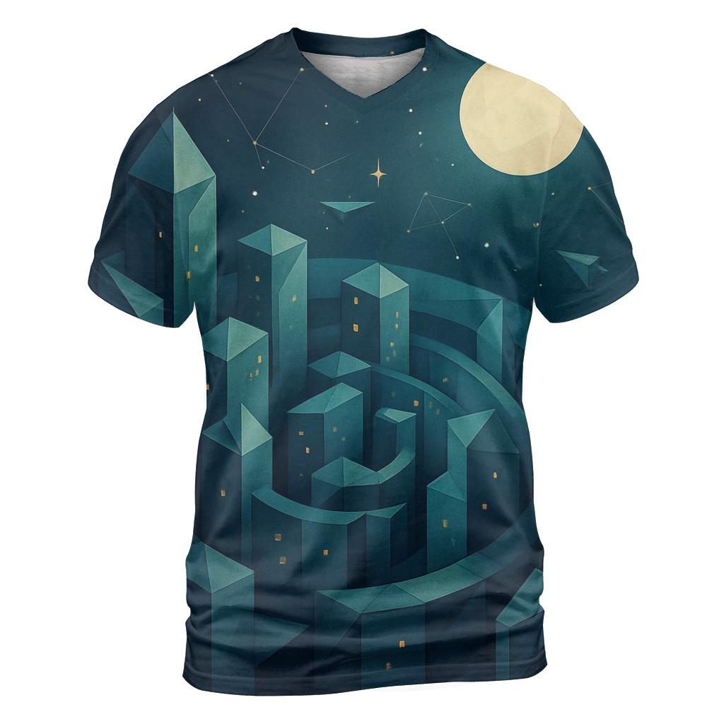 Cosmic Origami City unique graphic print tees