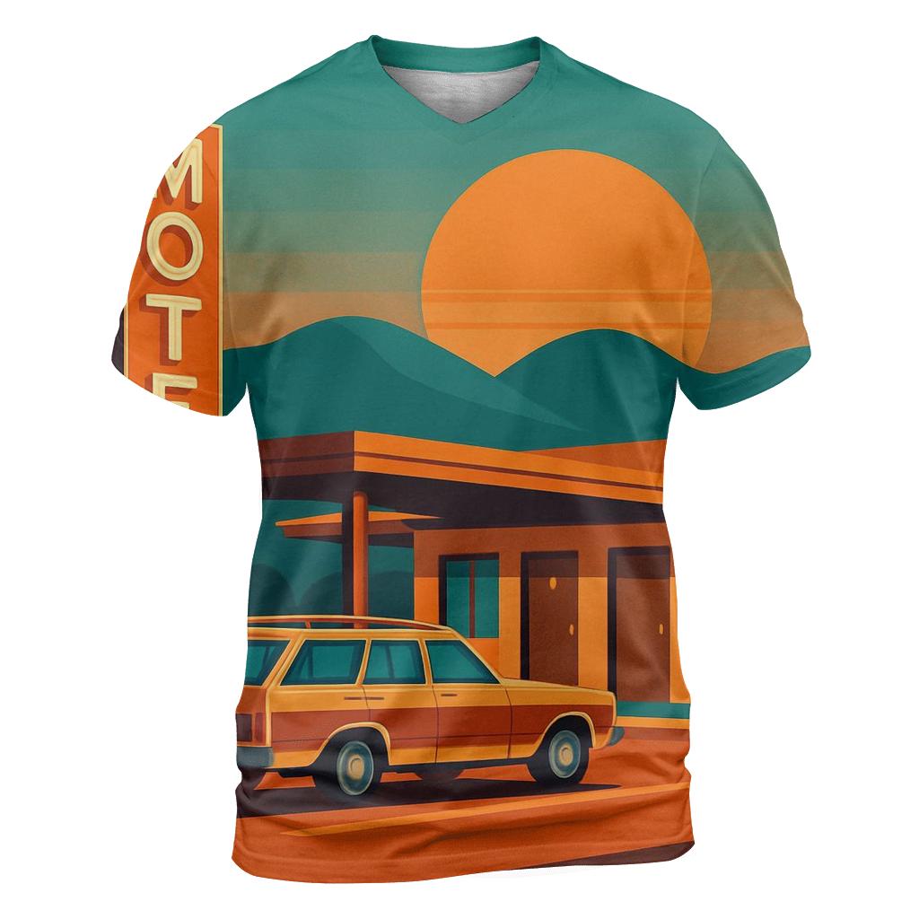 Sunset Motel Roadtrip creative print fashion shirts