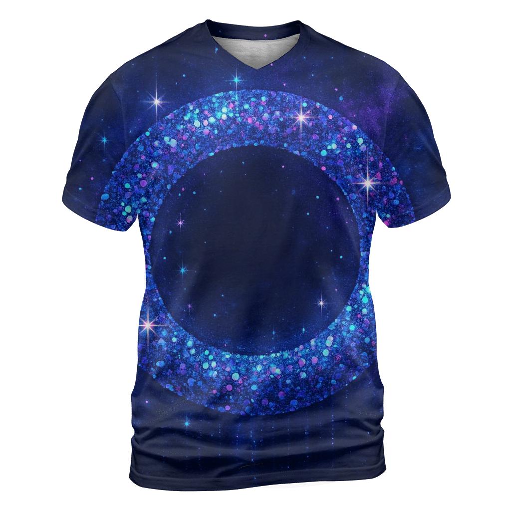 Nebula Sequin Halo vibrant all-over design tees