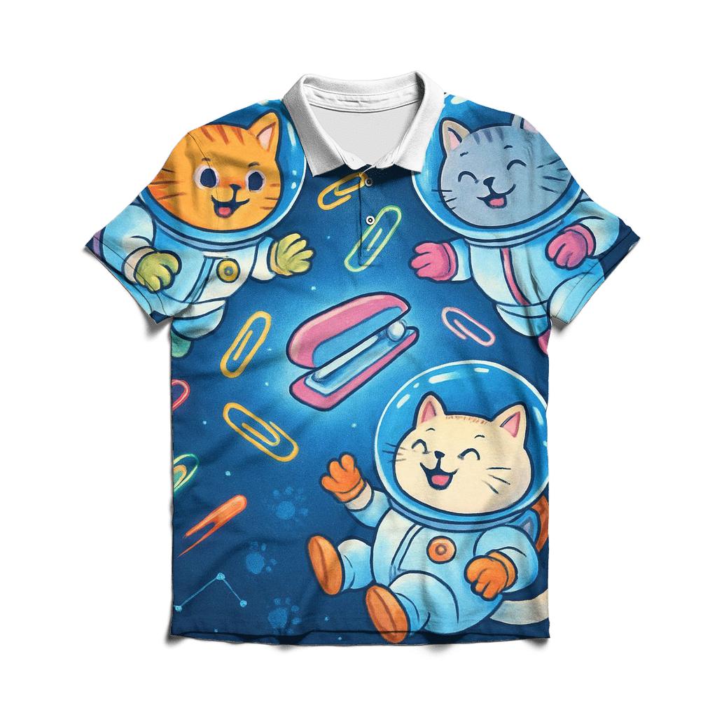 Cat Astronauts In Paperclip Orbit designer slim fit polos