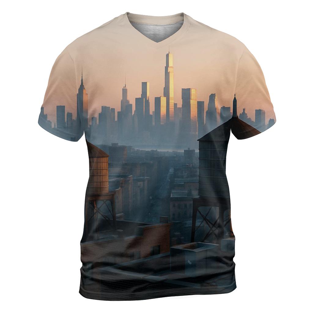 Harlem Rooftop Sunrise Over Midtown custom all-over print shirts