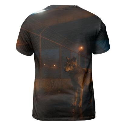 Urban Edge Wolf Near Highway Overpass designer pattern shirts