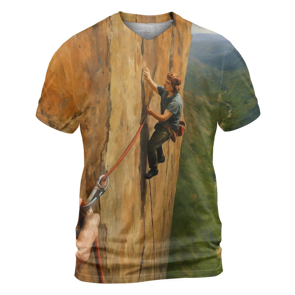 Cliffside Rock Climbing Ascent vibrant all-over design tees