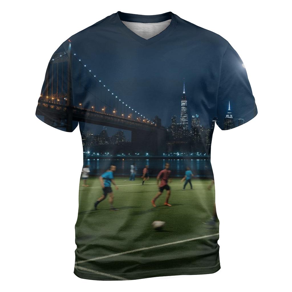 Astoria Park Night Soccer With Skyline Beyond vibrant all-over design tees