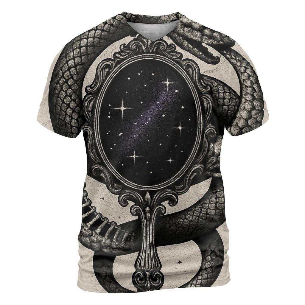 Astral Mirror Ouroboros statement graphic shirts