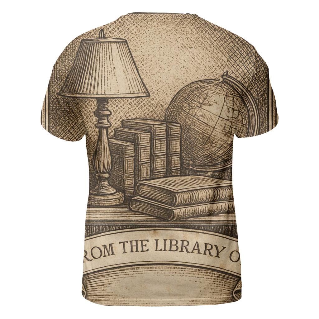 Classic Library Ex Libris Bookplate artistic all-over print tops