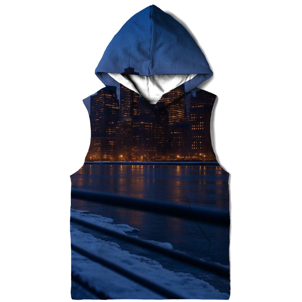 East River Winter Blue Hour Reflections pullover hoodies