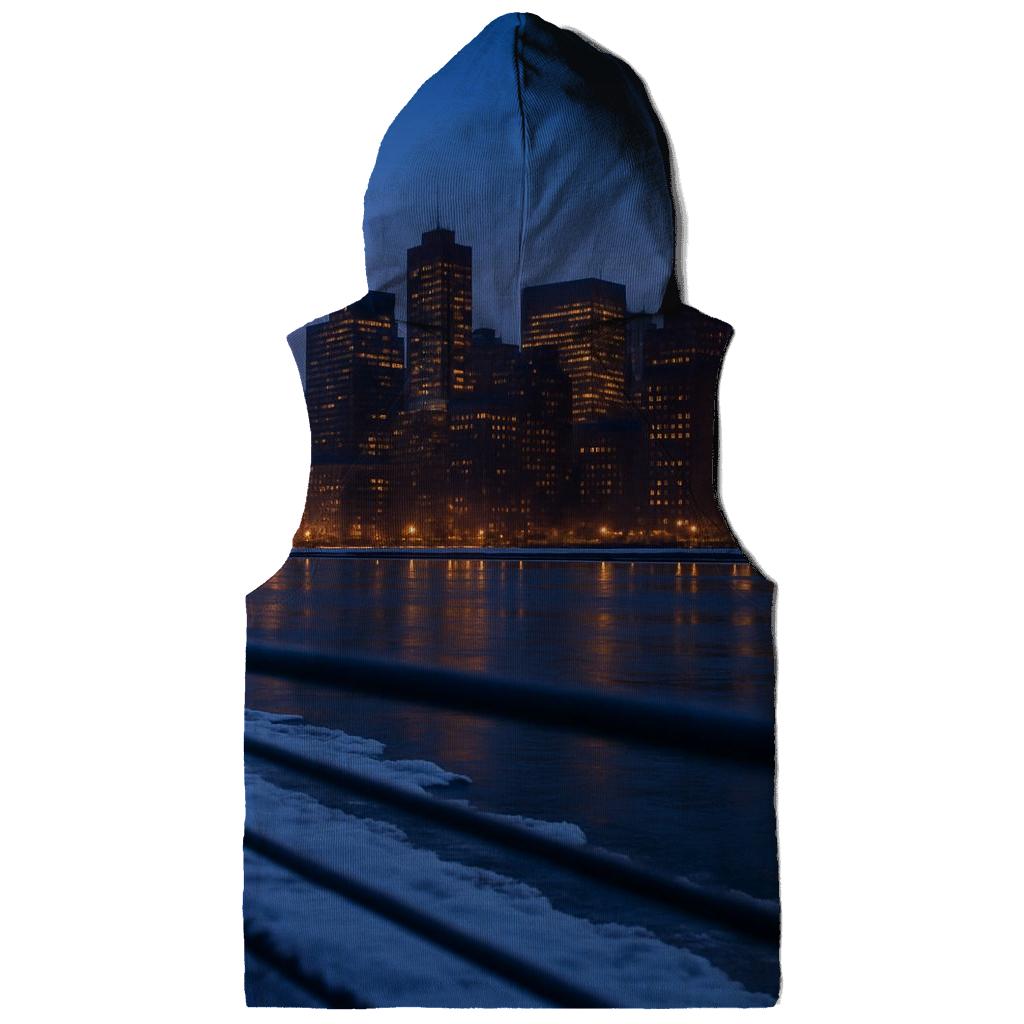 East River Winter Blue Hour Reflections pullover hoodies