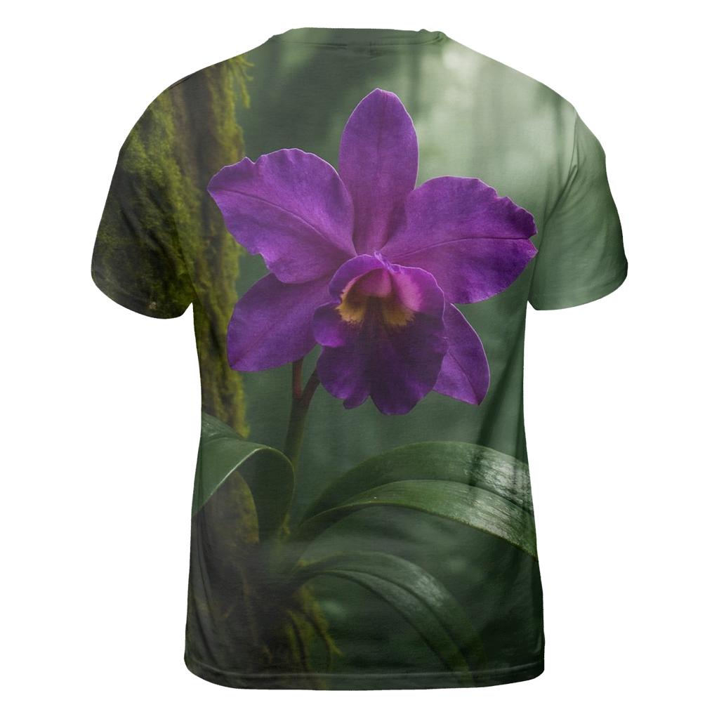 Wild Orchid Clinging To Misty Rainforest Trunk custom all-over print shirts