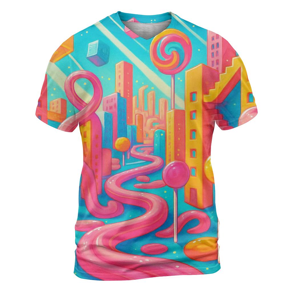 Bubblegum Labyrinth Skyline creative print fashion shirts
