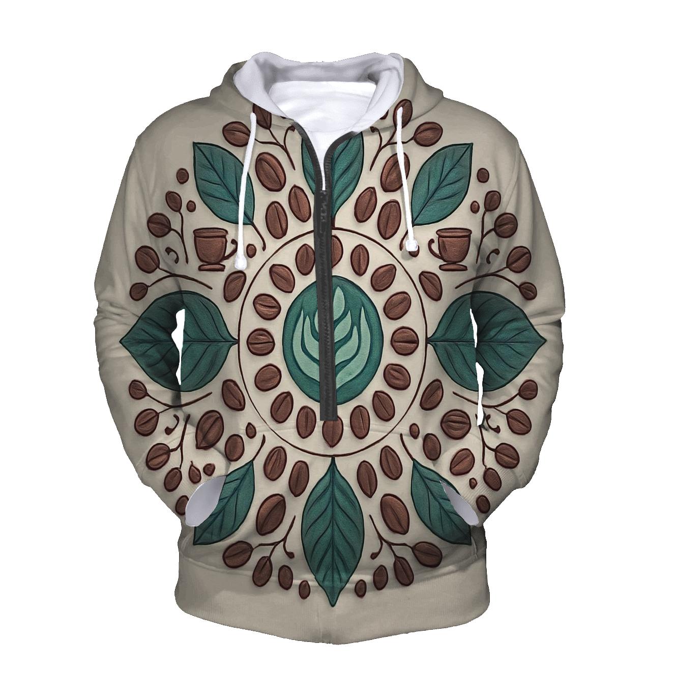 Emerald Coffee Leaf Mandala designer hoodies
