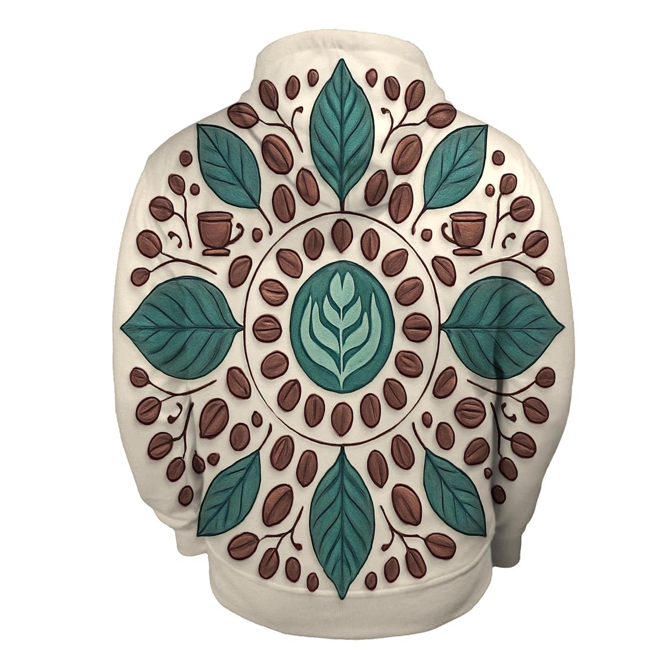 Emerald Coffee Leaf Mandala designer hoodies