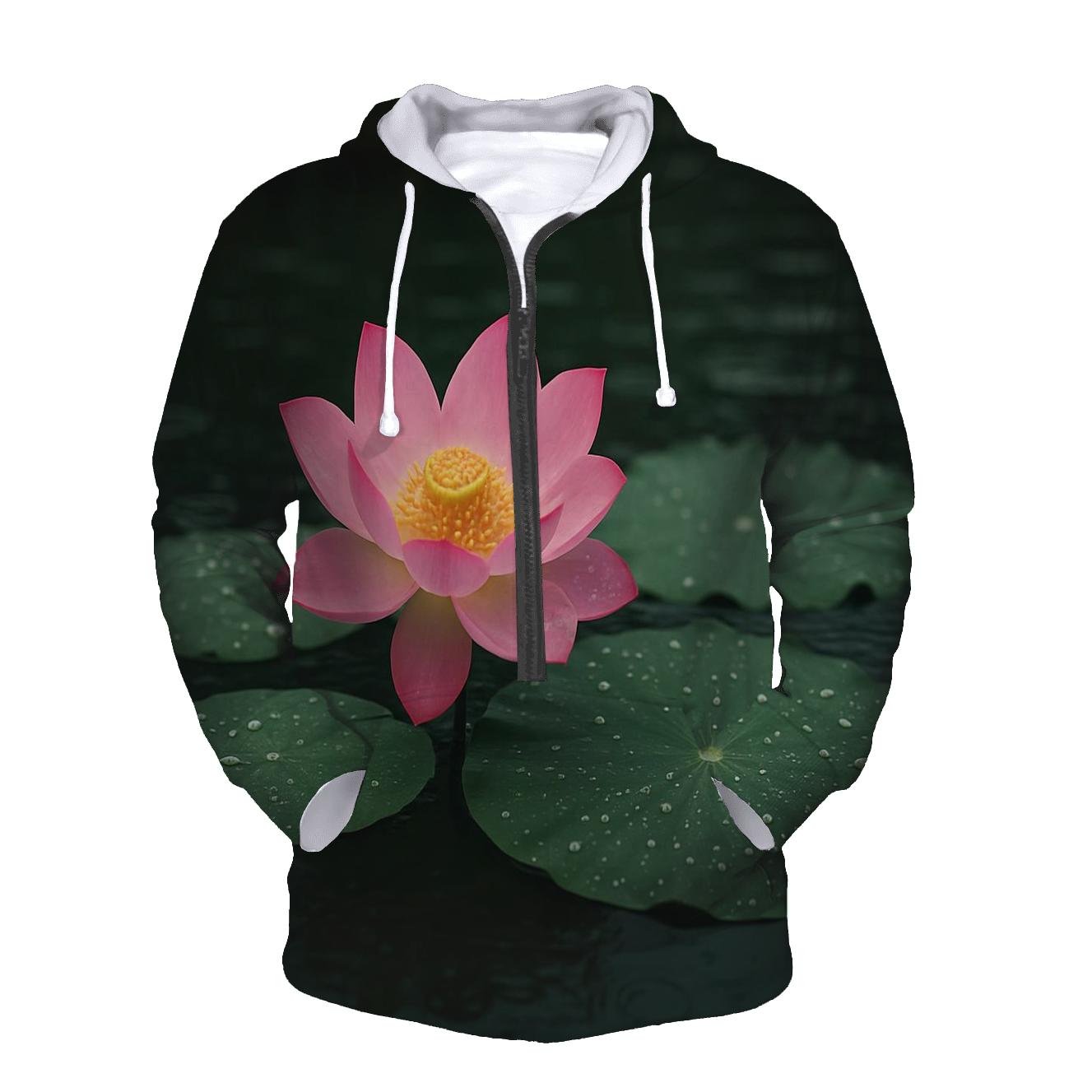 Monsoon Lotus On Rain Dimpled Lake hoodie styles