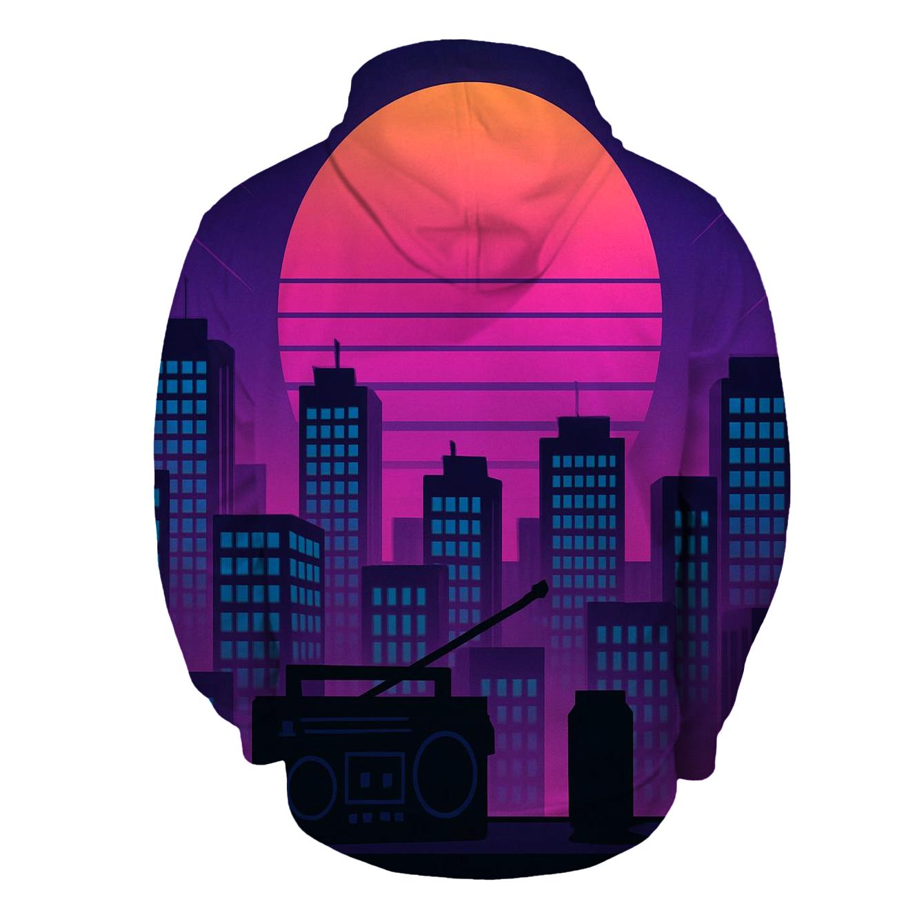 Midnight Synth City Rooftops designer hoodies