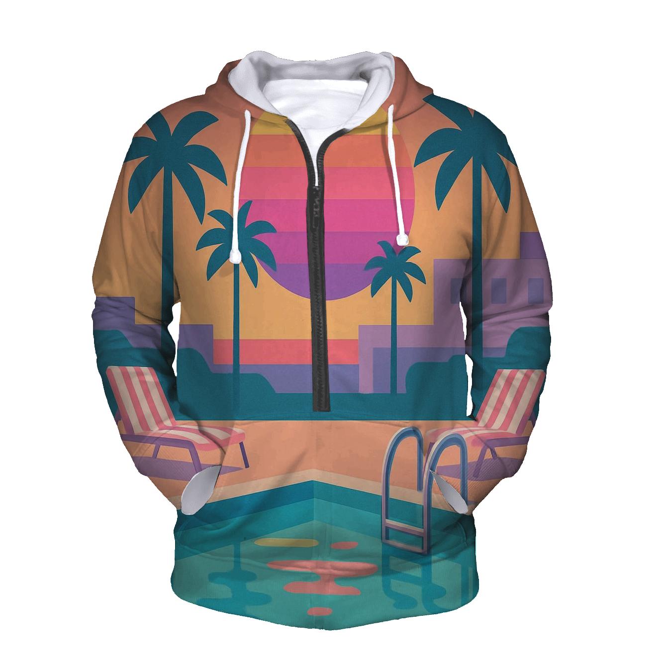 Retro Poolside Sunset pullover hoodies