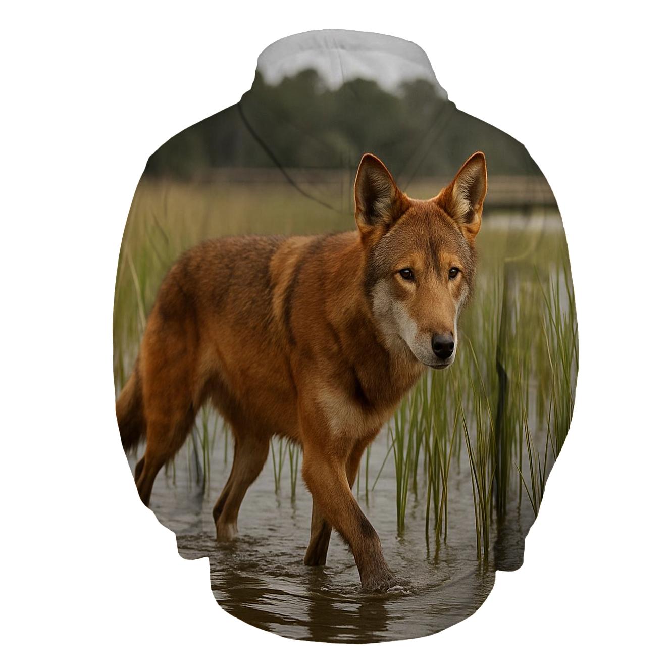 Red Wolf In Coastal Wetland Marsh hoodie designs