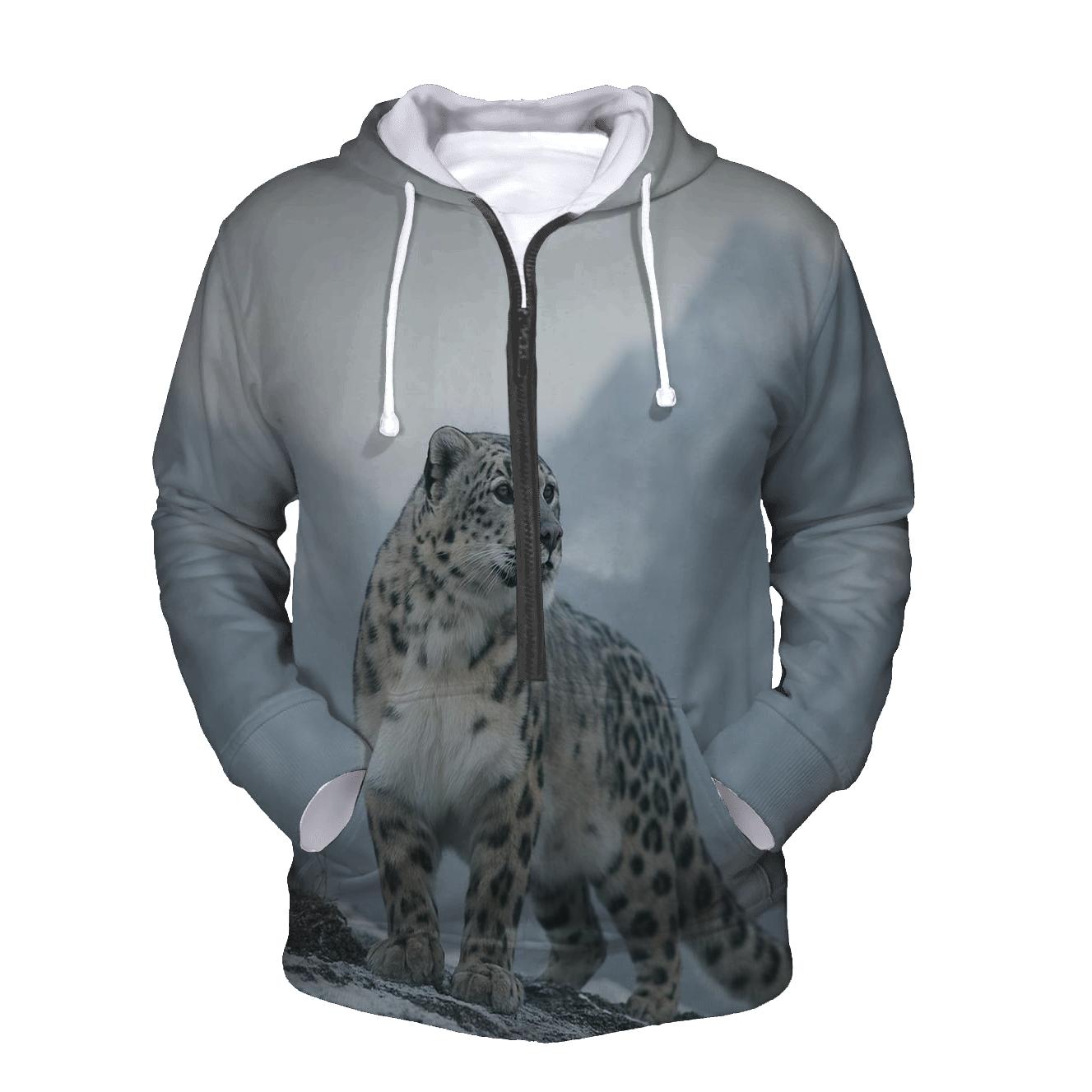 Snow Leopard On Icy Ridge pullover hoodies