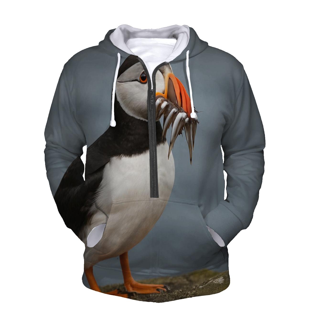 Atlantic Puffin In Sea Cliffs heavyweight hoodies