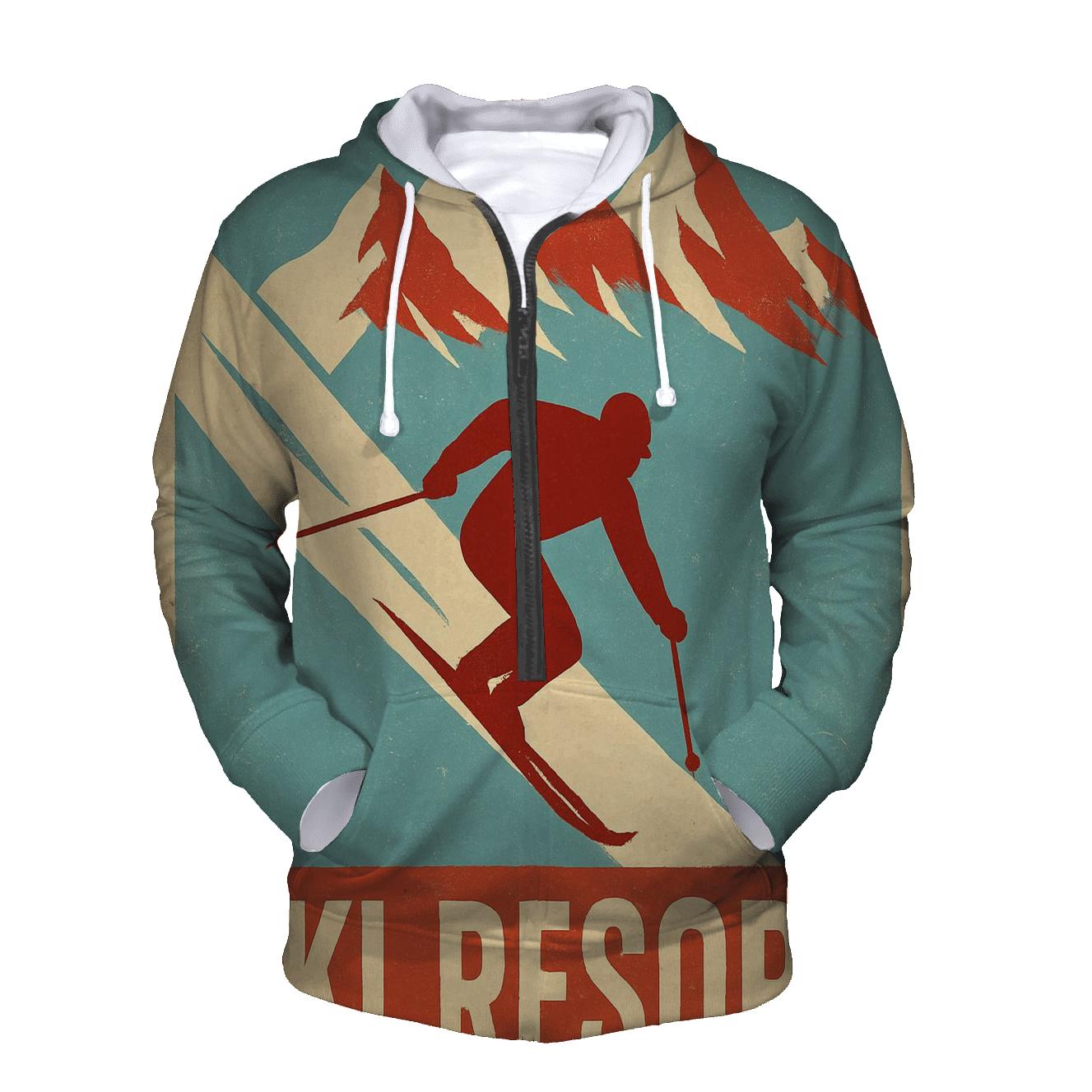 Retro Alpine Ski Resort Poster designer hoodies