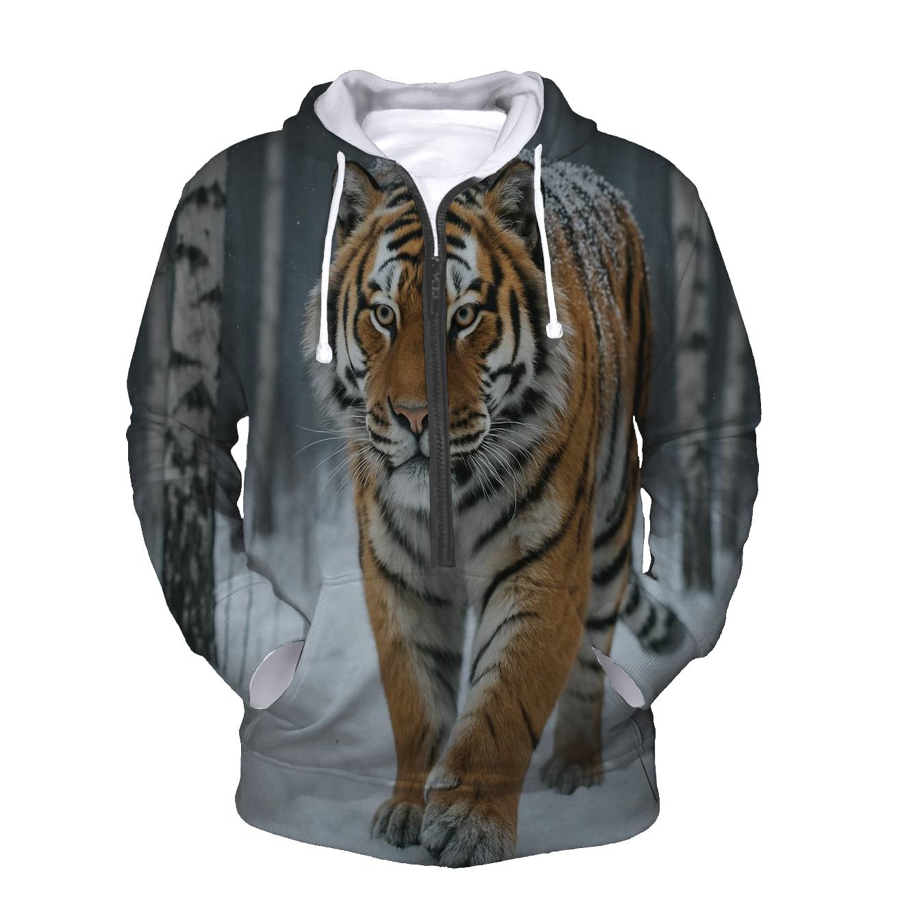 Amur Tiger In Winter Birch Forest pullover hoodies