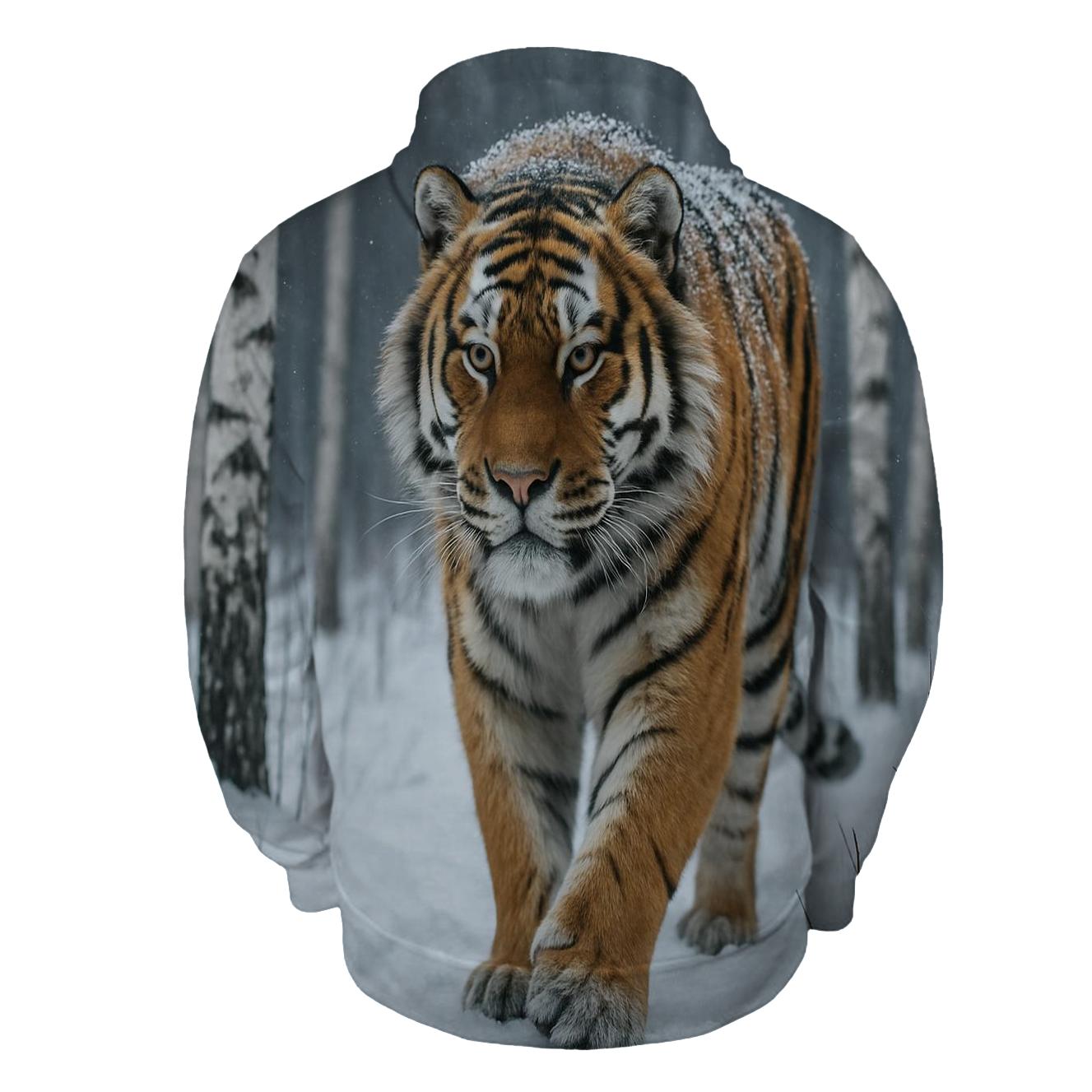 Amur Tiger In Winter Birch Forest pullover hoodies