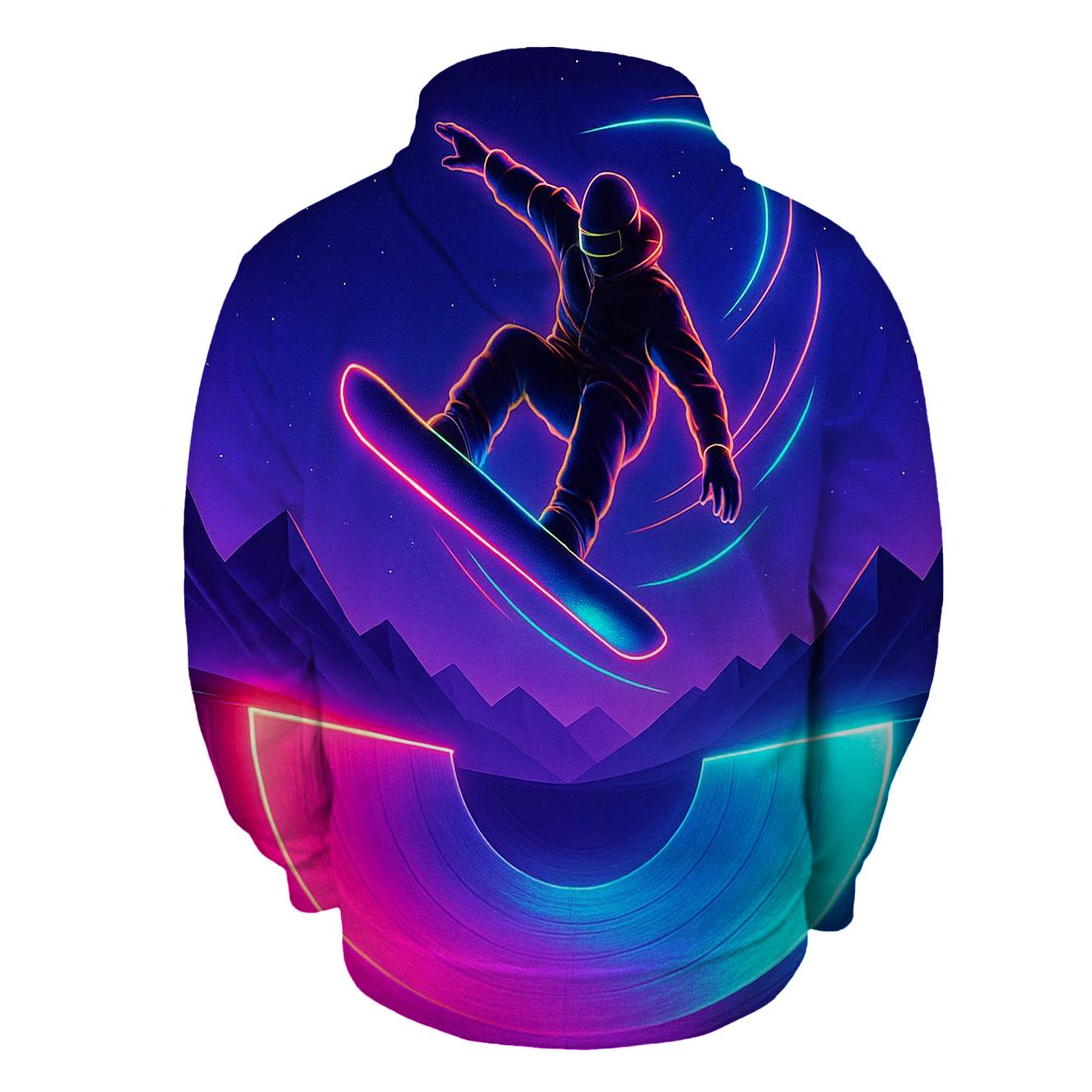 Snowboard Neon Halfpipe Night printed hoodies