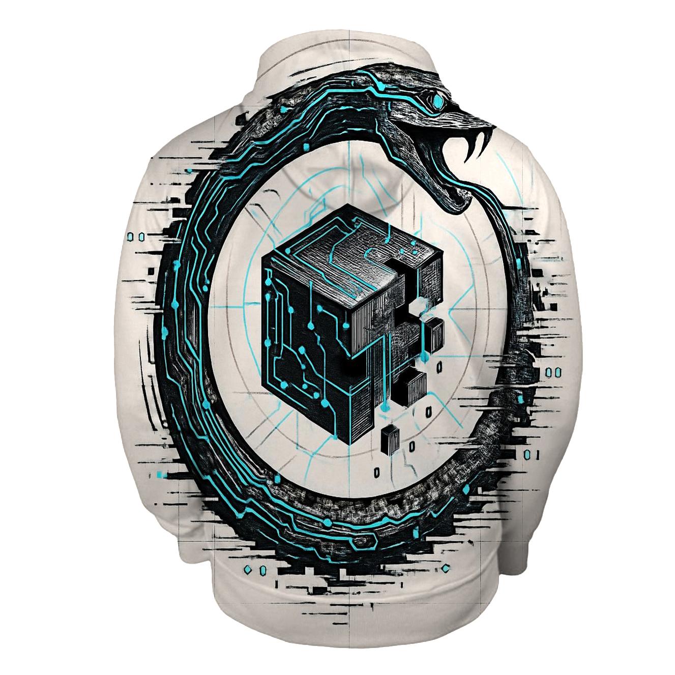 Digital Glitch Ouroboros premium hoodies
