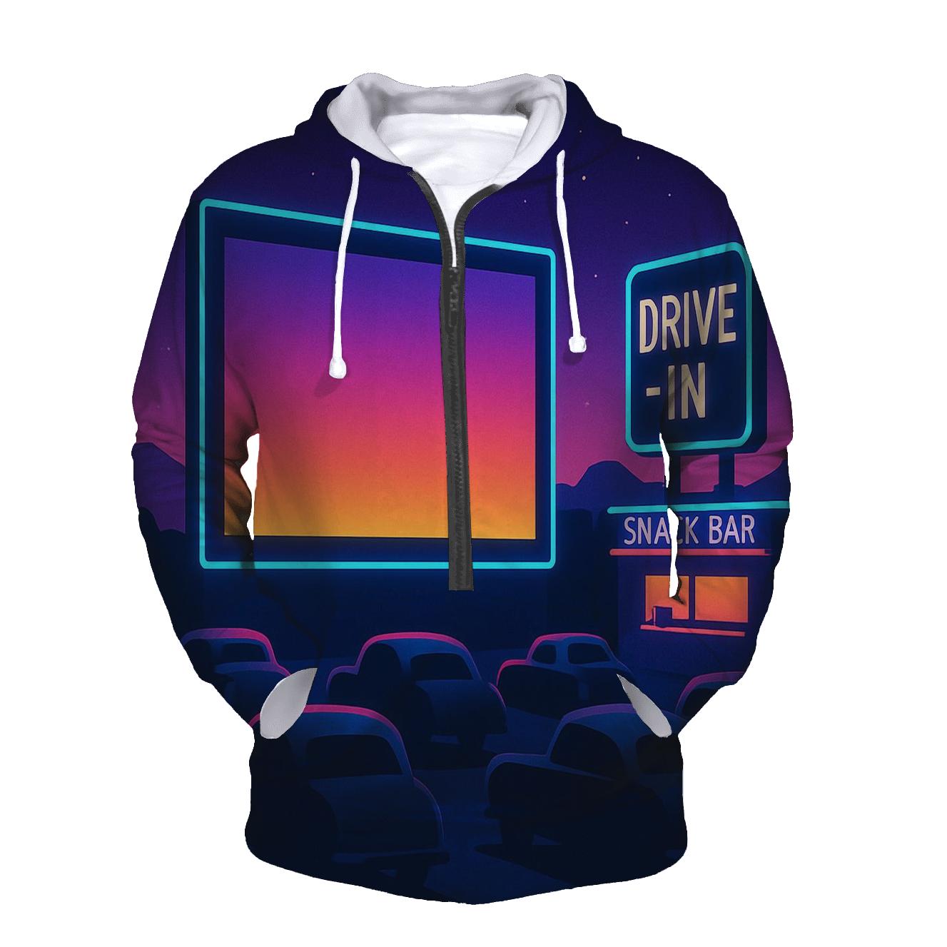 Neon Drive In Dreams premium hoodies