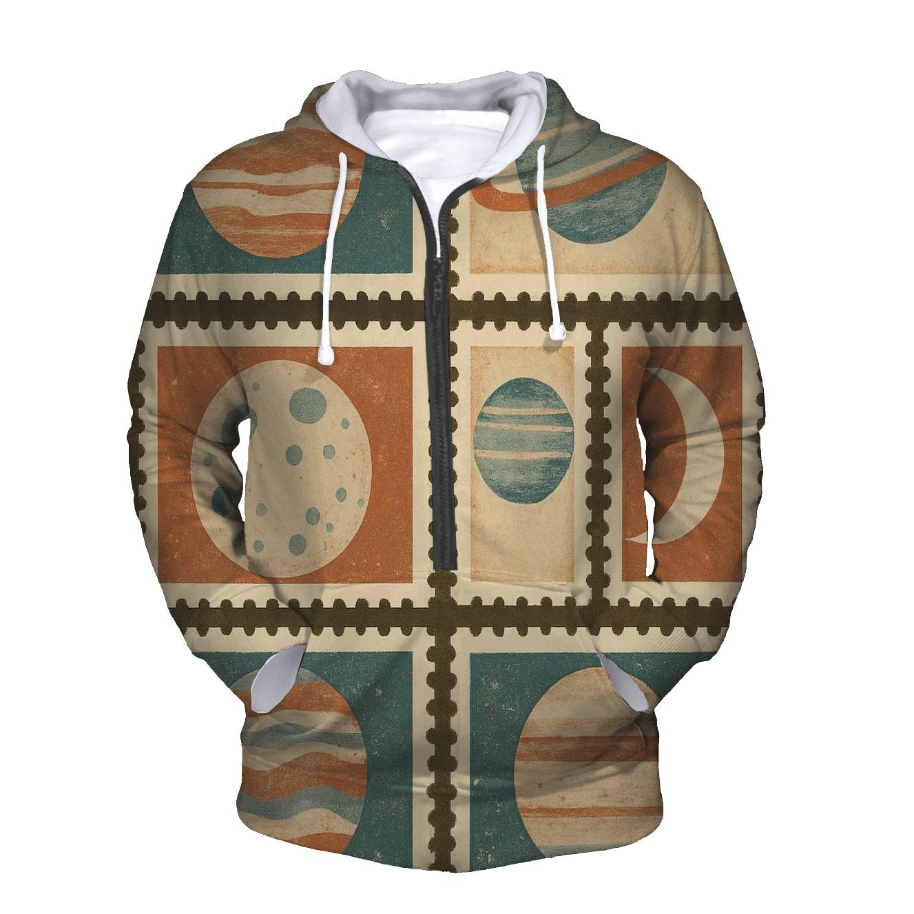 Planetary Collage Postage Stamps hoodie styles