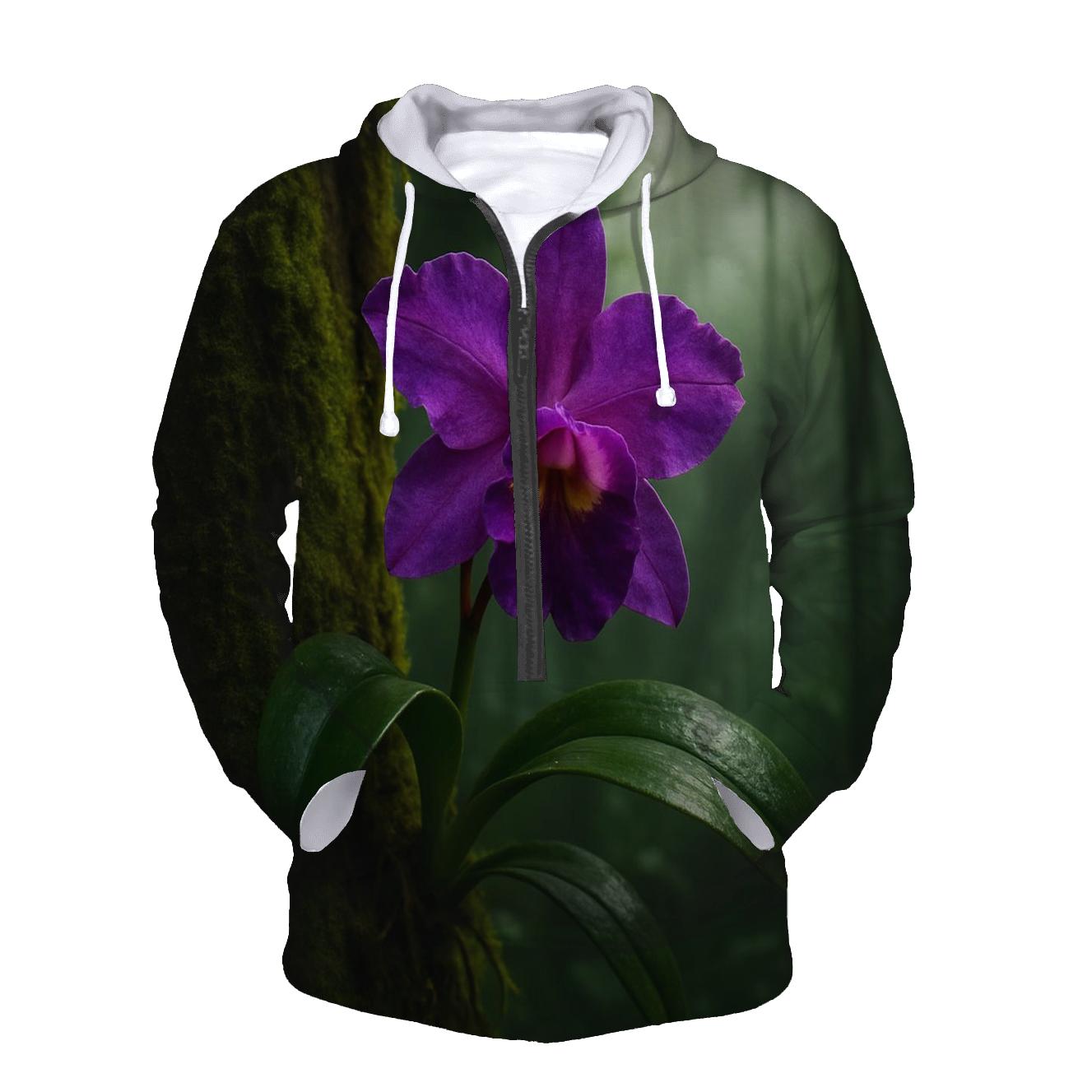 Wild Orchid Clinging To Misty Rainforest Trunk hoodie styles