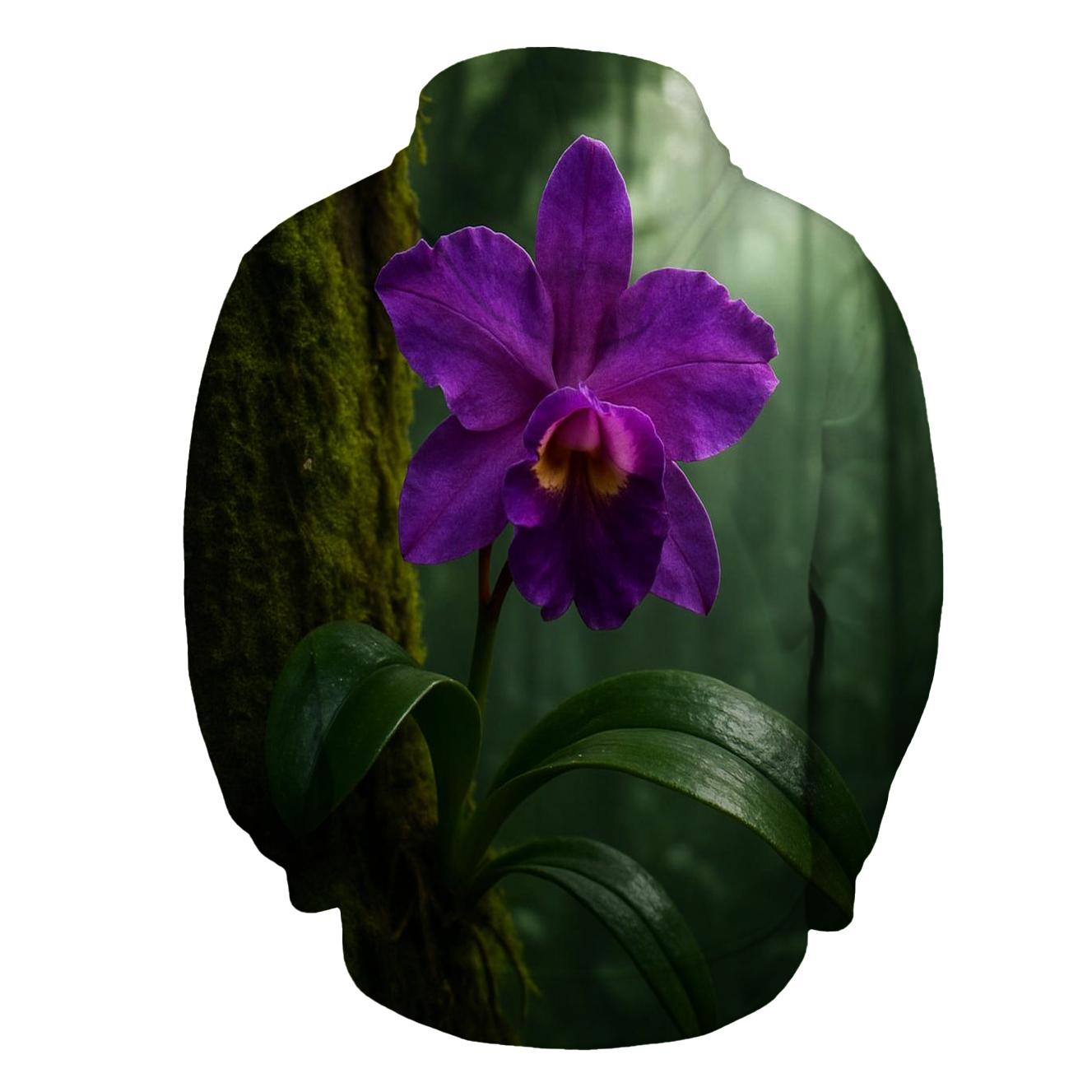 Wild Orchid Clinging To Misty Rainforest Trunk hoodie styles