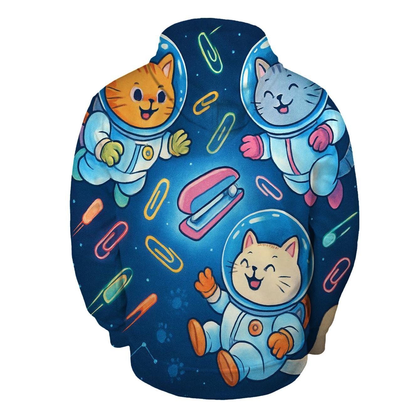 Cat Astronauts In Paperclip Orbit heavyweight hoodies