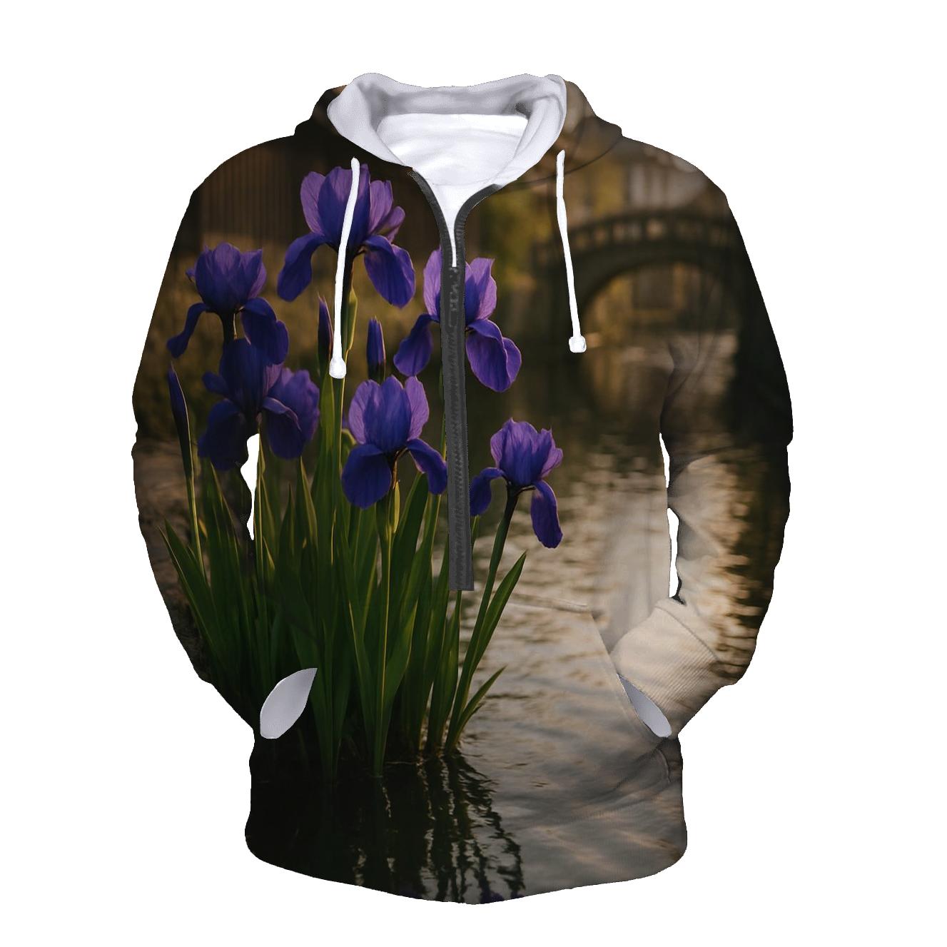 Iris Reflections At Traditional Canal Edge zip-up hoodies