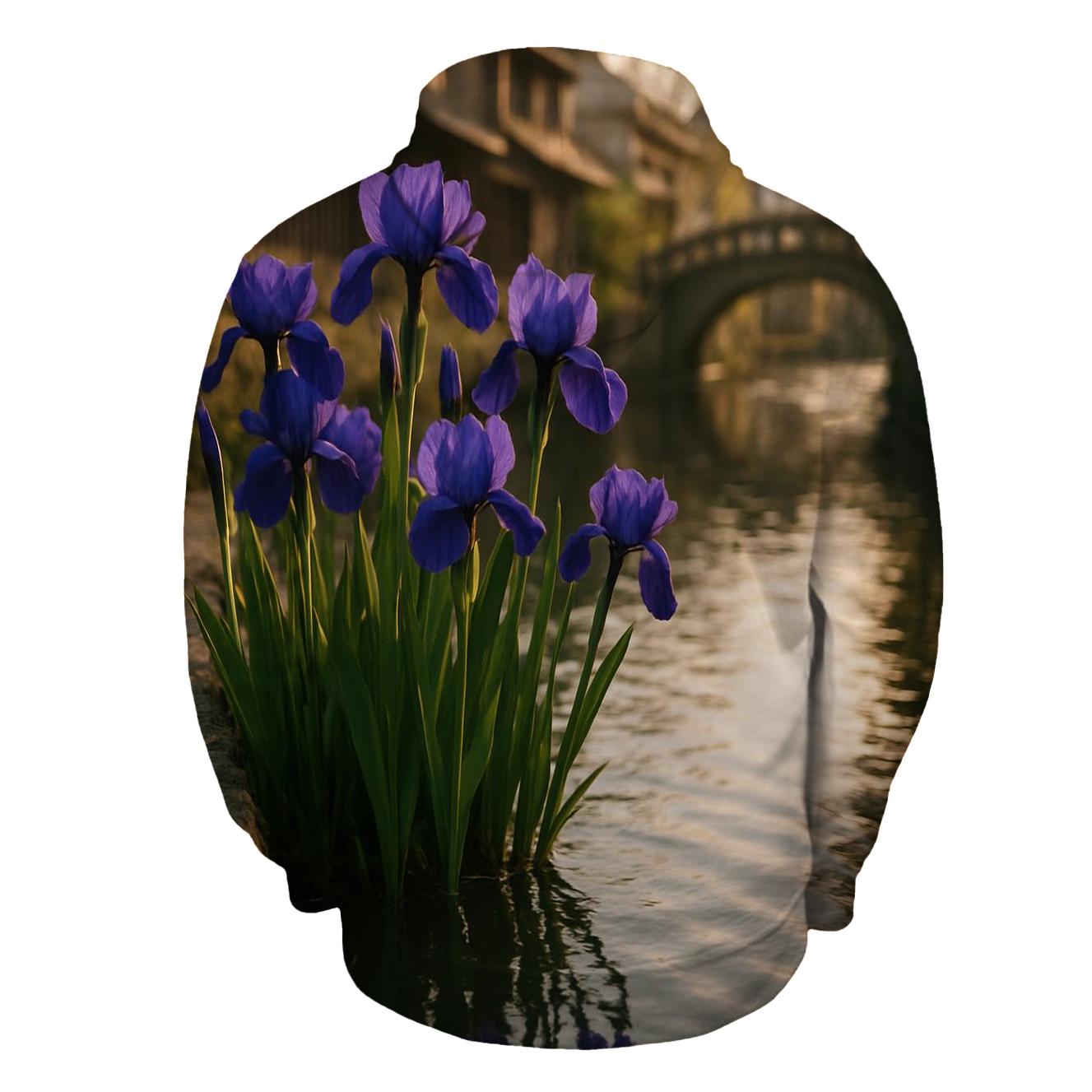 Iris Reflections At Traditional Canal Edge zip-up hoodies