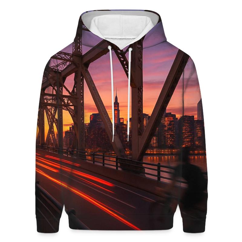Queensboro Bridge Evening Commute Skyline lightweight hoodies