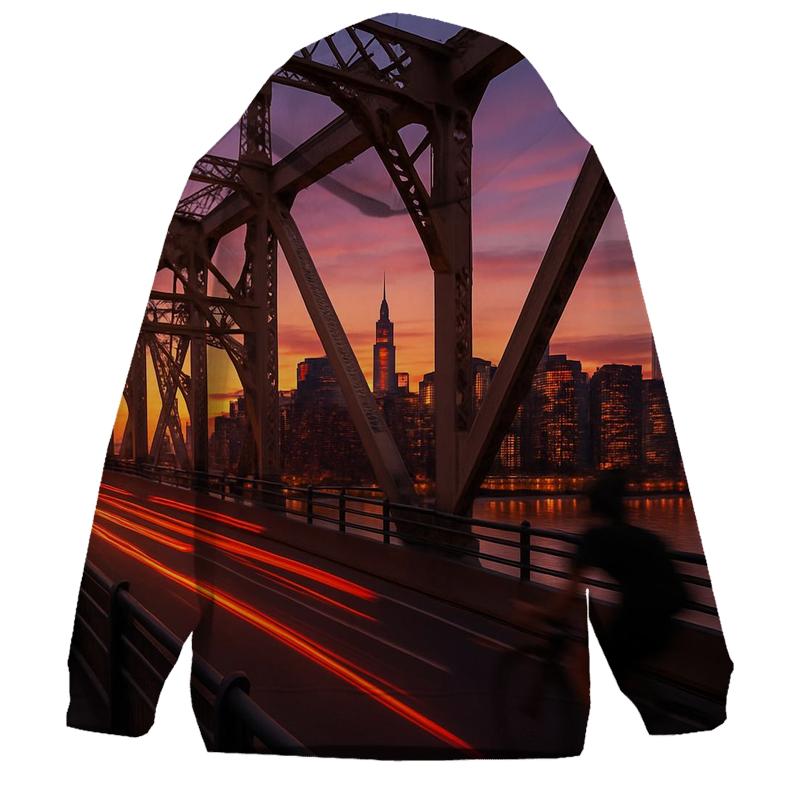 Queensboro Bridge Evening Commute Skyline lightweight hoodies