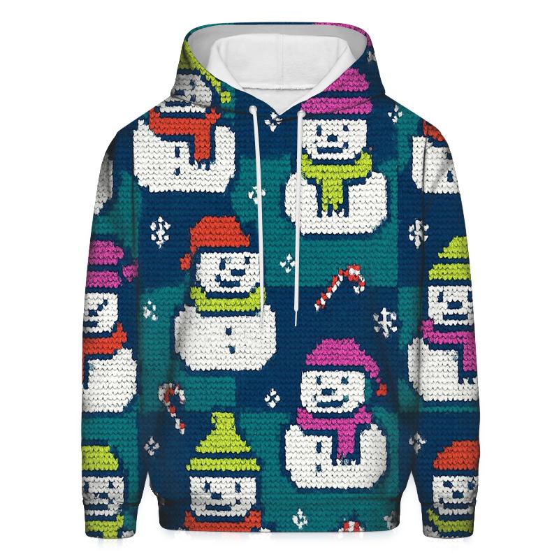 Snowman Marshmallow Grid Party Design hoodie designs