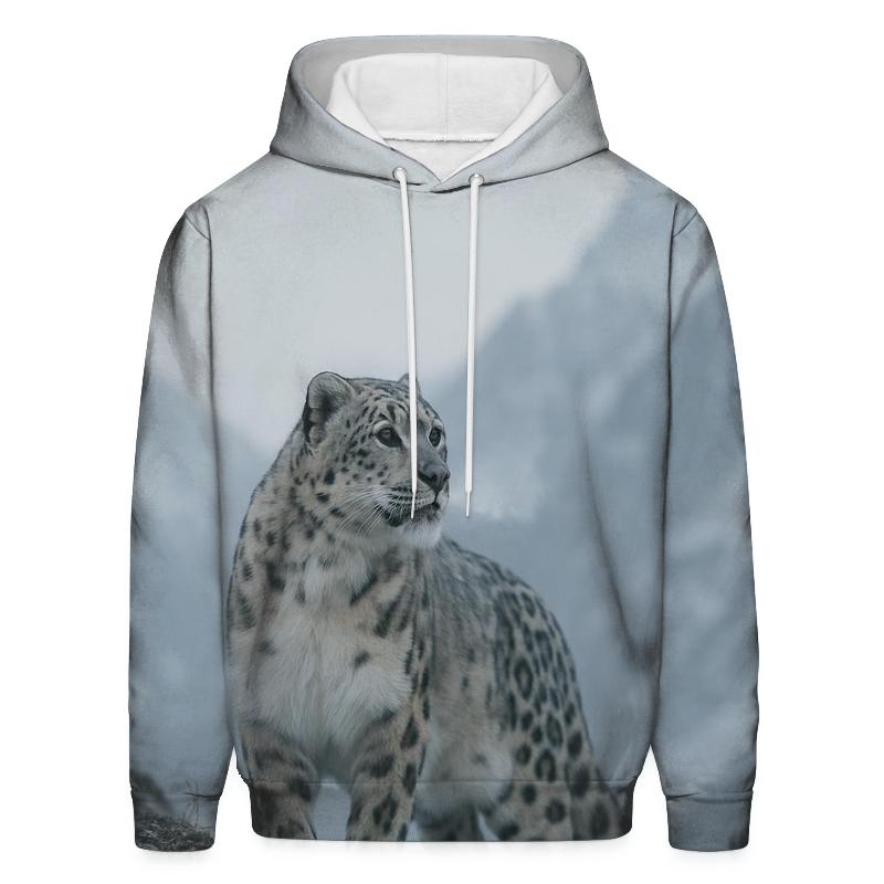 Snow Leopard On Icy Ridge hoodie designs