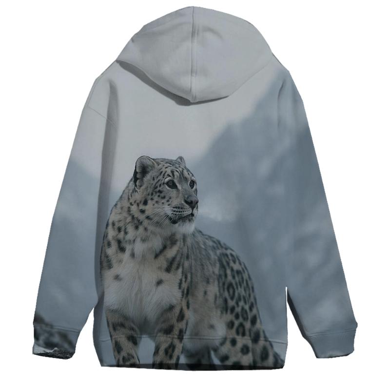 Snow Leopard On Icy Ridge hoodie designs