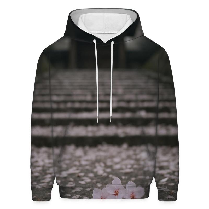 Cherry Blossom Petals On Quiet Temple Steps pullover hoodies