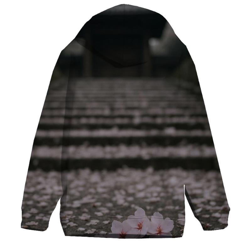 Cherry Blossom Petals On Quiet Temple Steps pullover hoodies