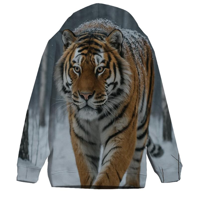 Amur Tiger In Winter Birch Forest custom hoodies