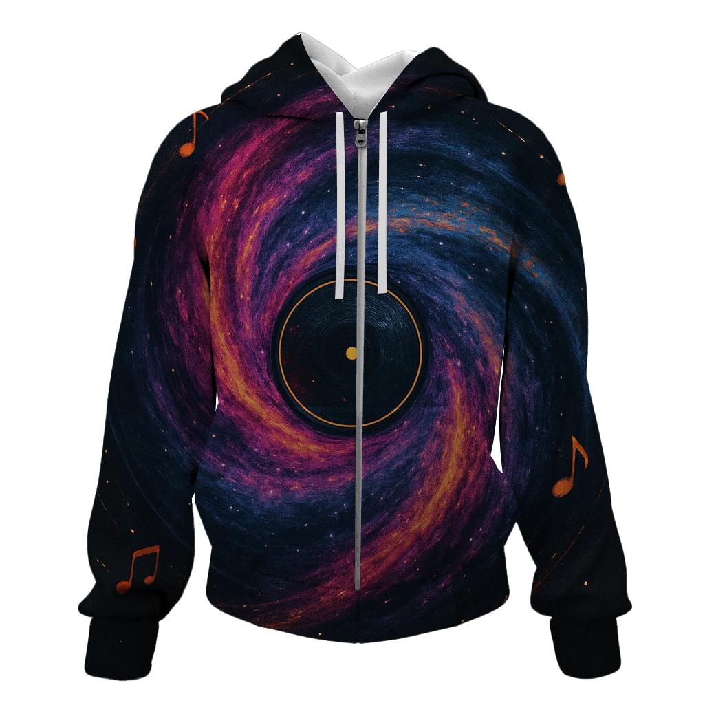 Nebula Vinyl Record Spin heavyweight hoodies