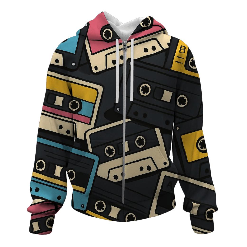 Cassette Mixtape Mosaic embroidered hoodies